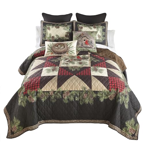 Donna Sharp Cardinal Pine Polyester Bedding Set - 3-Piece Queen Size Quilt Set - Includes 1 Quilt and 2 Standard Pillow Shams - Machine Washable - Traditional Design Donna Sharp