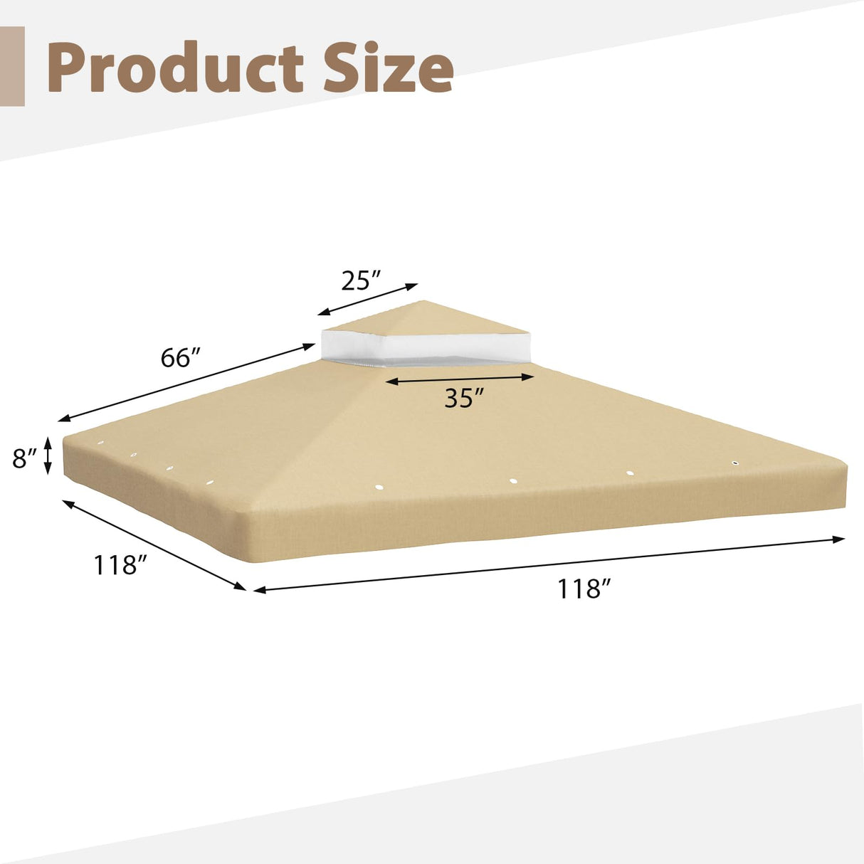 GUINGFUN 10 x 10 Gazebo Canopy Replacement Cover, Double Tiered Gazebo Canopy Replacement Top for Outdoor Patio Garden Canopy (Khaki) GUINGFUN