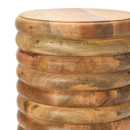 Creative Co-Op Dossier Vintage-Inspired Solid Wood Flat top for use, Natural Finish Stool/End Table Creative Co-Op