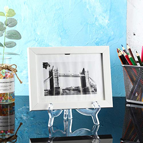 HESTYA 6 Pack 7 Inch Acrylic Easel Stand, Display Stand, Plate Holder for Display, Photo Holder Picture Frame Book(Clear) HESTYA