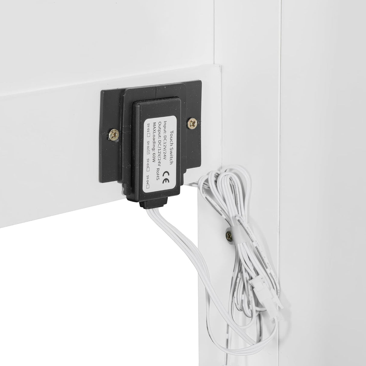 Virubi Queen Horizontal Fluted Murphy Bed with LED Lights,Wood Folding Hideaway Murphy Chest Bed for Adult Guest Room Living Room Bedroom (White) Virubi