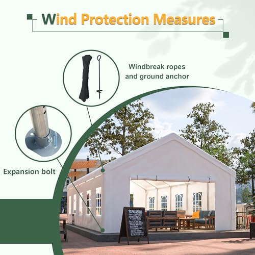 16' x 32' Party Tent with Removable Sidewalls & Alloy Steel Frame, Commercial Waterproof Outdoor Canopy Gazebo with 3 Storage Bags for Weddings, BBQ, Camping Rueekfil