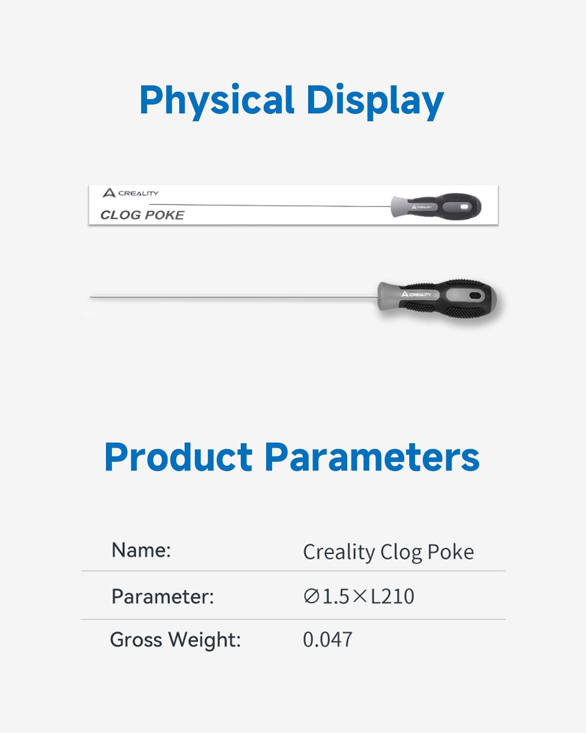 Creality Official Clog Poke, 0.4mm Needles Cleaner Perfect for Any 1.75mm 3D Printer Nozzle Cleaning Kit Stainless Steel with Soft Rubber Handle Creality