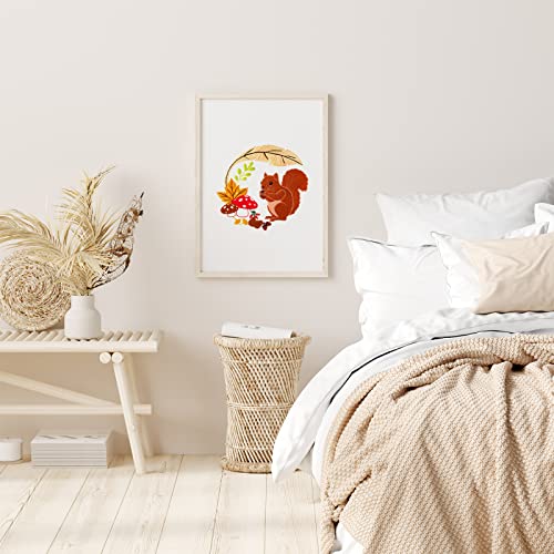 Louise Maelys Animal Embroidery Kits for Beginners with Autumn Squirrel Pattern,Adults Starter Cross Stitch Kit DIY Needlepoint