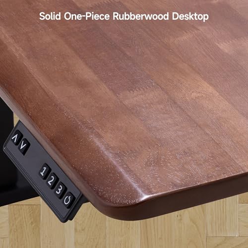 Onbrill Standing Desk, 47x23.6 Inches Whole-Piece Board Rectangle Stand Up Desk with Solid Wood Desktop and Memory Controller, Adjustable Height from 28-46 Inches for Home & Office, Black Walnut ONBRILL