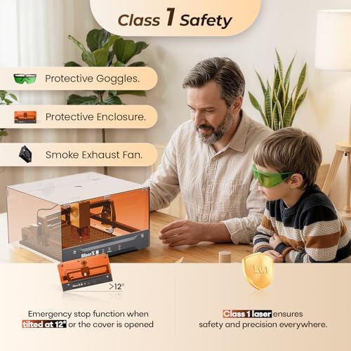 BlazeX M3 Laser Engraver Machine 10000mW for Beginner, 0.01mm High Precision Laser Cutter and Engraver Machine for Wood Metal Glass Leather, Class 1 BlazeX