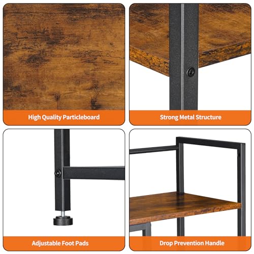 Snughome Desk Shelf, 38.6" Desktop Organizer Shelf, Desk Hutch for Computer Monitor, 4 Tier Desk Display Rack, Wood Desktop Bookshelf Storage Rack for Home Office Dorm, Rustic Brown Snughome