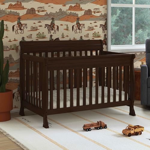 daVinci Kalani 4-in-1 Convertible Baby Crib - Strong, Easy to Assemble GREENGUARD Certified Crib - Convertible to Toddler Bed, Daybed, Full-Size Bed - Four Adjustable Mattress Heights - Espresso