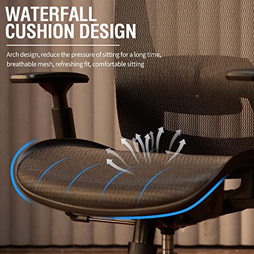 ELABEST Mesh Office Chair,Ergonomic Computer Desk Chair,Sturdy Task Chair- Adjustable Lumbar Support & Armrests,Tilt Function,Comfort Wide Seat,Swivel Home Office Chair (Black) ELABEST