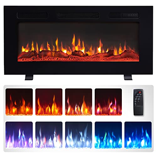 Efiretric® Grace 36" W 3 in 1 Electric Fireplace (EF449), Freestanding, Wall Mounted, Recessed, 9 Colors Flame Effect, TV Media Wall, Heater 750W/1500W, Remote Control EFIRETRIC