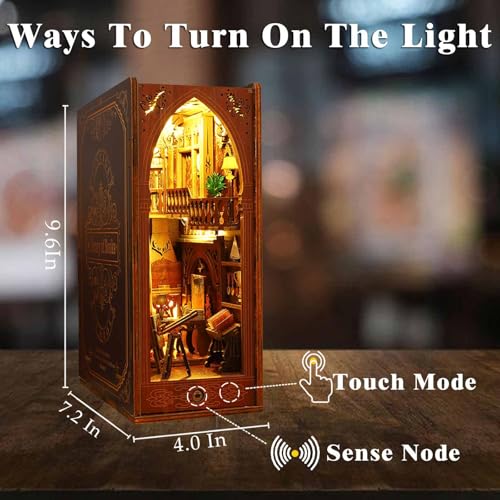 Funle Book Nook Kit for Adults, DIY Wooden Miniature House Kit, 3D Puzzle Crafts for Adults, Creative Book Nook Insert for Bookshelf