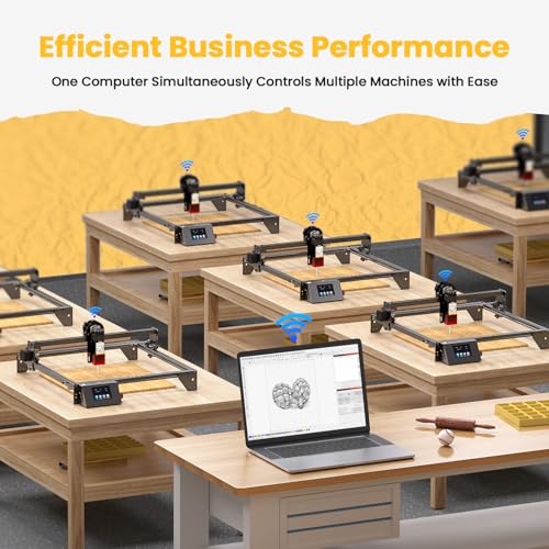 Longer RAY5 5W Laser Engraver with Touchscreen, Wood/Leather/Acrylic Engraving Cutting Machine, DIY Desktop Laser Cutter with Safety Protection, Air Assist & 3 in 1 Roller Longer