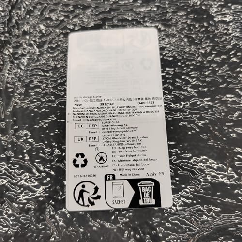 Ainiv Jigsaw Puzzle Mat Roll Up 1500 Pieces, 46" x 26" Portable Felt Puzzles Board with Travel Storage Bag, Jigsaw Saver Pad Keeper for Adults Teens, Black Ainiv