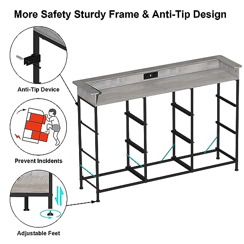 EXOTICA Dresser with Charge Station 9 Drawers Dresser for Bedroom with LED Lights Tall Wide Fabric Dressers & Chests of Drawers for Closet Hallway Entryway Sturdy Steel Frame Wood Top EXOTICA