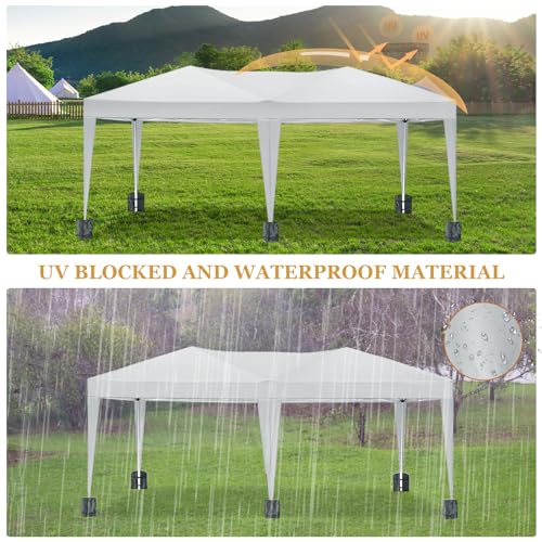 DOINUO 10x20 White Pop Up Canopy Outdoor Party Tent with 6 Sidewalls, Wedding Party Tent Outdoor Waterproof UV50 Canopy Event Shelter Tents for Parties, 6 pcs Weight Bag,Carry Bag DOINUO