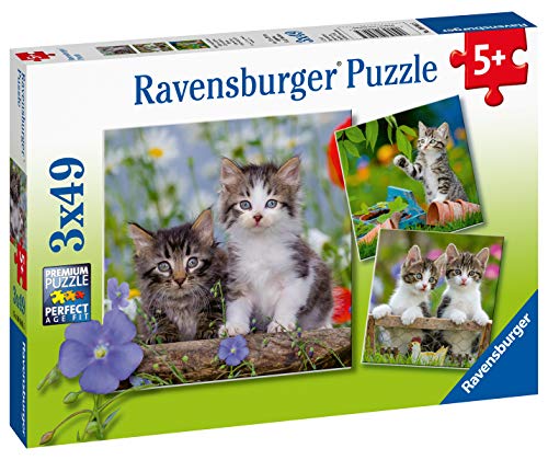 Ravensburger Cuddly Kittens 3 x 49 Piece Jigsaw Puzzle Set for Kids - 08046 - Every Piece is Unique, Pieces Fit Together Perfectly Ravensburger
