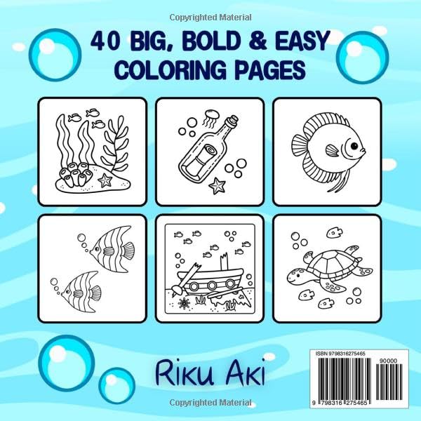 Ocean Dream Bold and Easy Coloring Book: Simple art for adults, seniors and kids: sea life, animals, crabs, sharks, dolphins, fish, beach, creatures, wonders, and more in a relaxing oasis WoodArtSupply