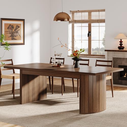 Tribesigns 78.7" Extra Long Dining Table for 6-8 People, Large Farmhouse Kitchen Table with Wooden Tabletop, Rustic Style Rectangular Dinner Table for Dining Room, Kitchen, Living Room, Walnut Tribesigns