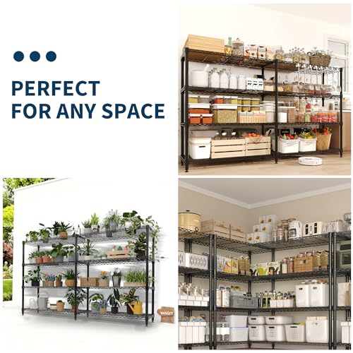GarveeHome 70.8" W Storage Shelves Metal Shelving Unit, 1060 LBS Heavy Duty Wire Shelving 4-Tier L-Shaped Storage Rack with Adjustable Shelf for Pantry Kitchen Corner Bedroom GarveeHome