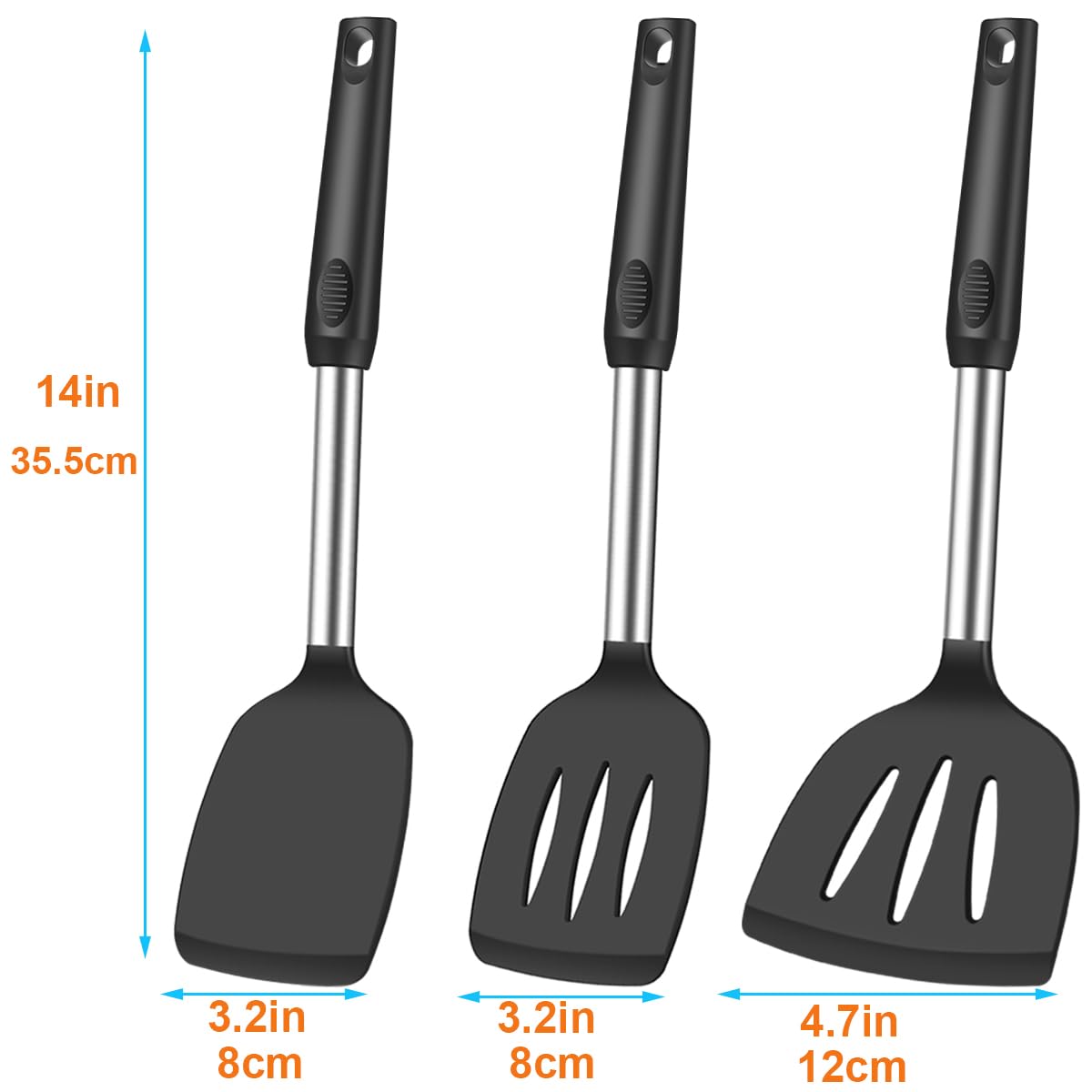 KLAQQED Spatula Set Silicone Spatula Heat Resistant Spatulas for Nonstick Cookware Rubber Spatula Turner Fish Wok Spatula, Large Nonstick Silicone Egg Spatula for kitchen use Cooking Utensils Set KLAQQED