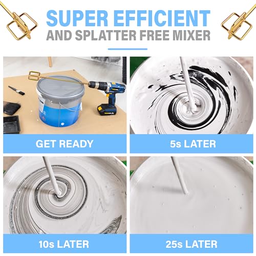 AYZOTEK Paint Mixer for Drill, 1-5 Gallon Bucket, Paint Stirrer for Drill, Zinc Plated, Rust-Free & Easy to Clean, Fits All Standard Drills - For Mixing Paint, Resin, Epoxy & Concrete (Medium Head) AYZOTEK
