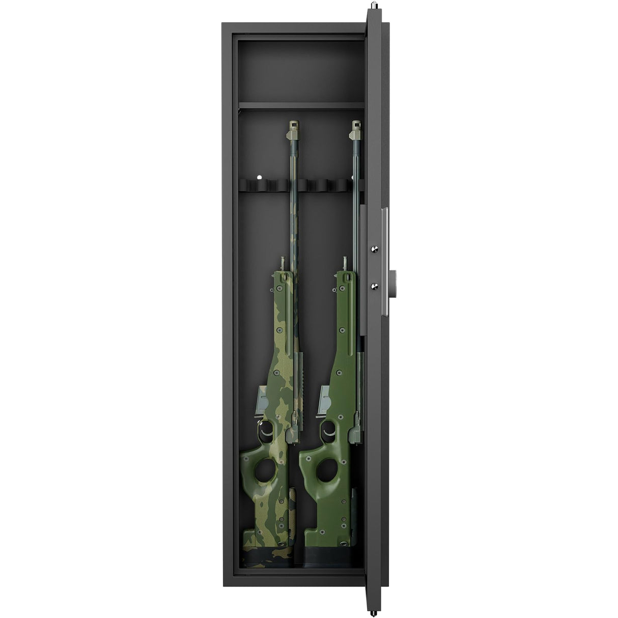 53" in-Wall Safe with Fingerprint Biometric Access - Gun Security Cabinet for Rifles & Pistols Between Studs, Adjustable Shelves, Fully Assembled, Hidden Installation Black Anveffeg