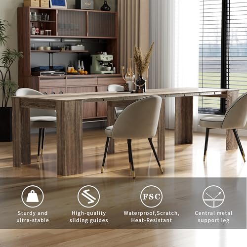 HOMBIX Extendable Console to Dining Table for 12, Transformer Dining Table, Folding Space Saving Dining Room Table Multipurpose Use, Grey HOMBIX
