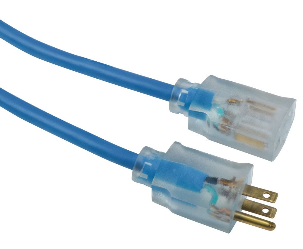 Southwire Coldflex Medium Duty Extension Cord, 100Ft, 14 Gauge, 3 Conductor, Cold Weather Cord, Blue, 2469SW8806 Coleman Cable