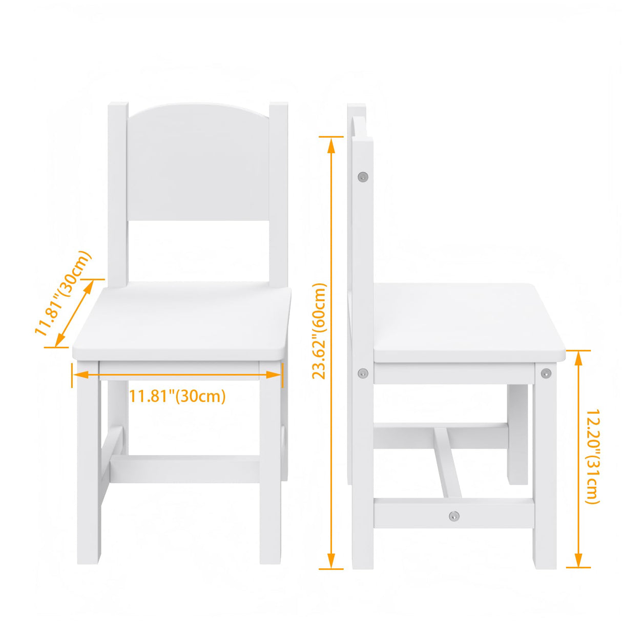 Timy Toddler Wooden Chair Pair, Kids Furniture for Eating, Reading, Playing 2 Pack (White) Timy