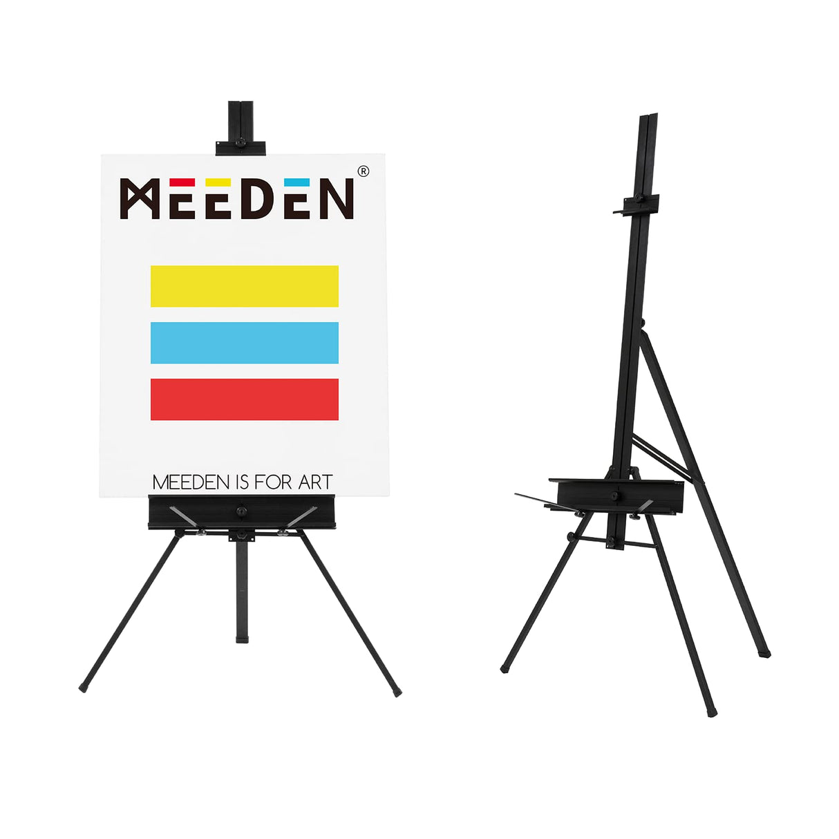 MEEDEN Art Easel Stand for Painting & Display, Premium Aluminum Painting Easel, Portable Paint Easel for Canvas Painting, Floor Easel with Swing-Out Palette Holder & Brush Rest, Hold Canvas Up to 34" MEEDEN