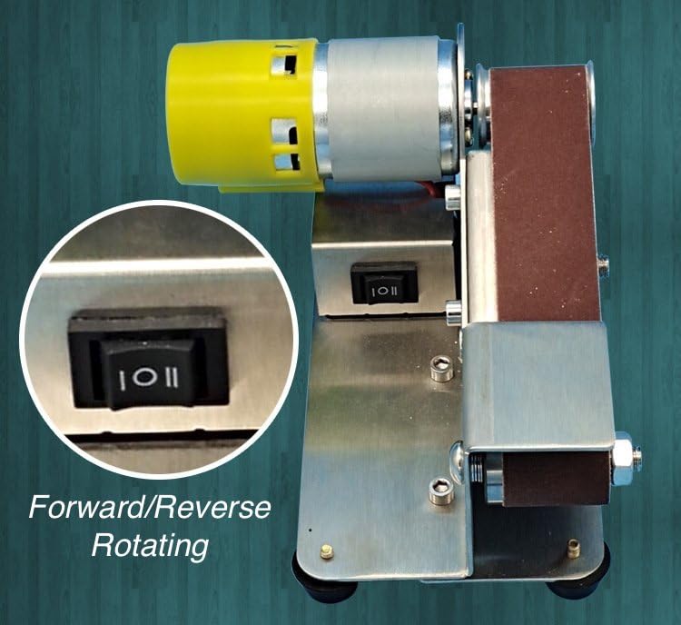 30mm Mini Belt Sander, Sander Tool w/ 7-Gear Speed Control, 15 Degree Knife Sharpener Electric Sander Sanding Machine w/Buffing & Grinding Wheel for Mefape