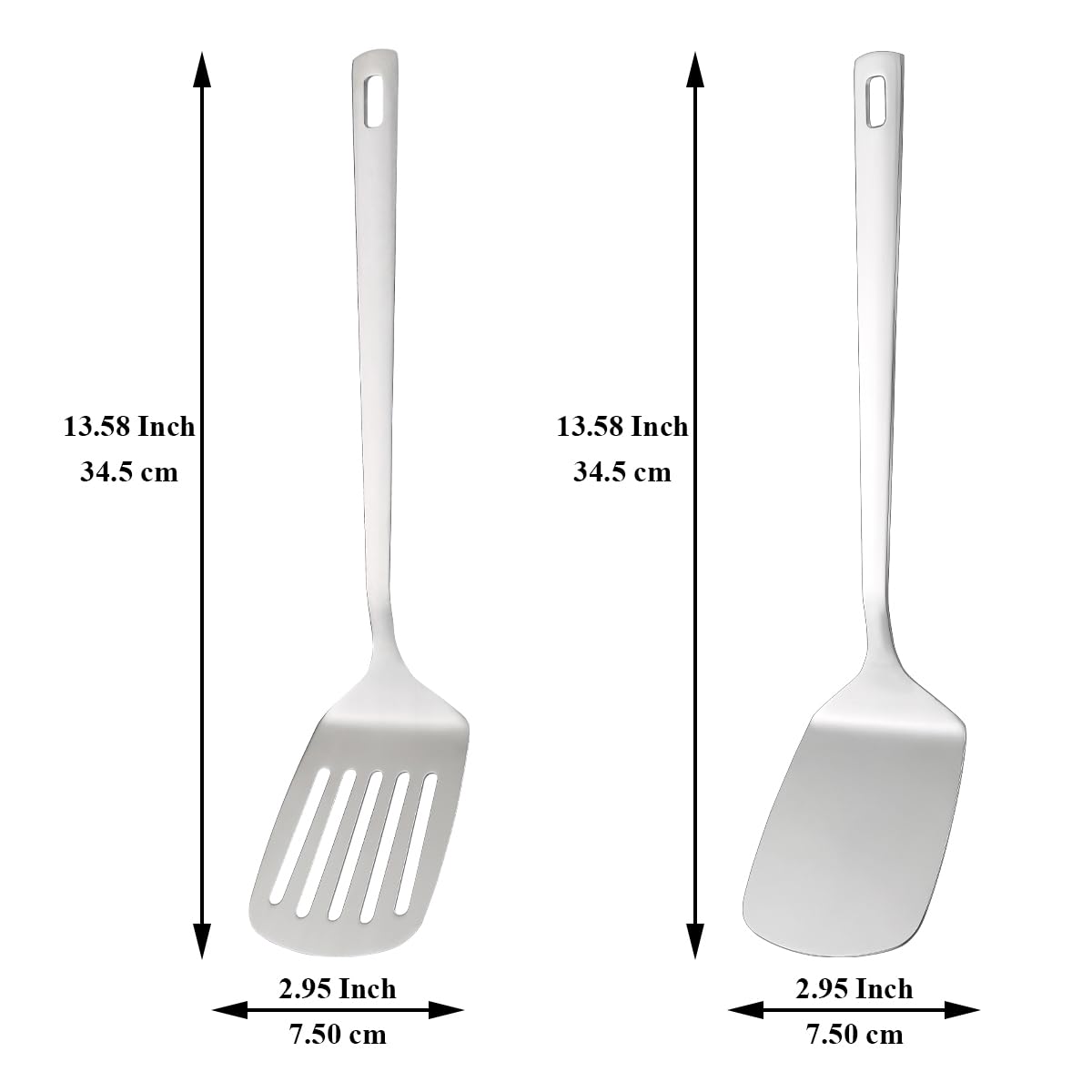 Kyraton Stainless Steel Spatulas Set, Silver Slotted Turner, Solid Turner, Kitchen Spatulas for Nonstick Cookware, Dishwasher Safe, Easy to Clean Kyraton