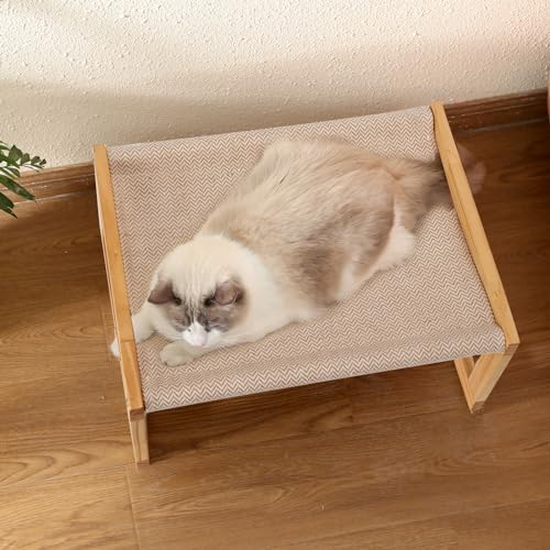 FUKUMARU Dog Bed, Large Breathable Cat Bed, Wooden Cat Hammock for Outdoor, 21 X 16.5 Inch Elevated Pet Furniture Suitable for Kitty, Puppy, Rabbit, Bunny and Small Animal FUKUMARU