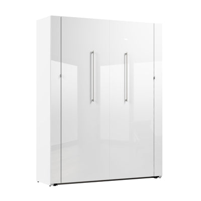 Bestar Avalon 67W Queen Murphy Bed in High-Gloss White | Space-Saving Sleeping Arrangement for Multipurpose Space, Guest Room, or Bedroom