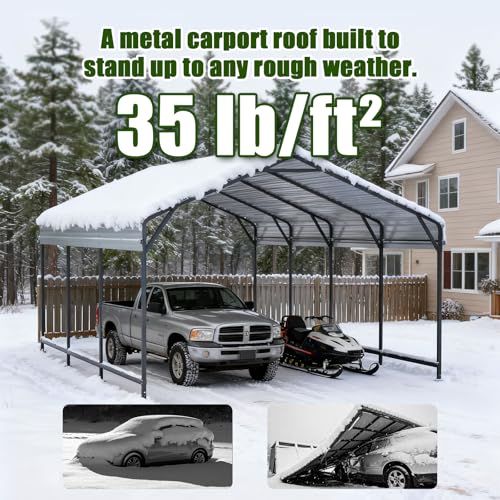 SAILARY Metal Carport 10x15 ft Heavy Duty Car Port Outdoor Canopy Steel Roof All-Weather Multi-Use Garage Shelter for Car, Boat, Tractor and Truck SAILARY