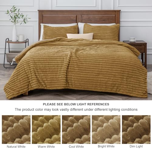 BEDELITE Fleece Twin Comforter Set -Super Soft & Warm Fluffy Brown Bedding, Luxury Fuzzy Heavy Bed Set for Winter with 1 Pillow case
