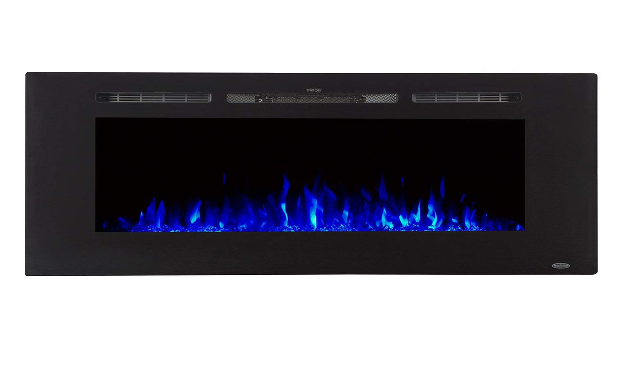 Touchstone Smart Electric Fireplace-The Sideline® 60 Inch Wide-in Wall Recessed-30 Realistic Ember Color/Flame Options-1500W Heater w/Thermostat-Black-Log & Crystal Hearth Options -Alexa/WiFi Enabled Touchstone