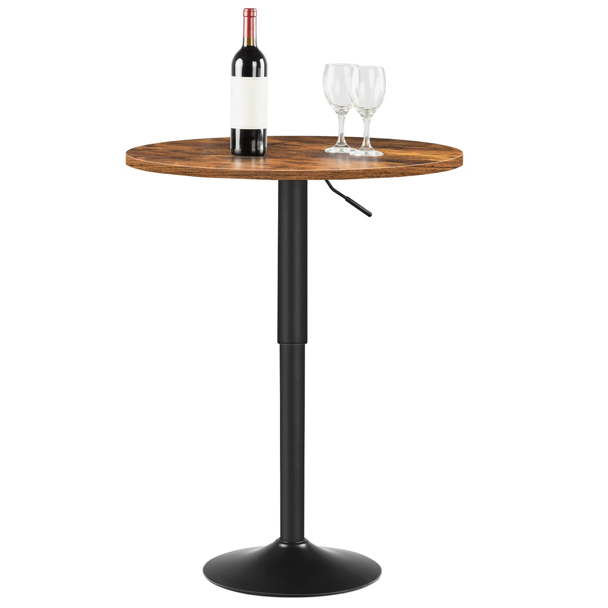 HOOBRO Height-Adjustable Round Bar Table in Rustic Brown - Modern Cocktail Table for Small Spaces HOOBRO
