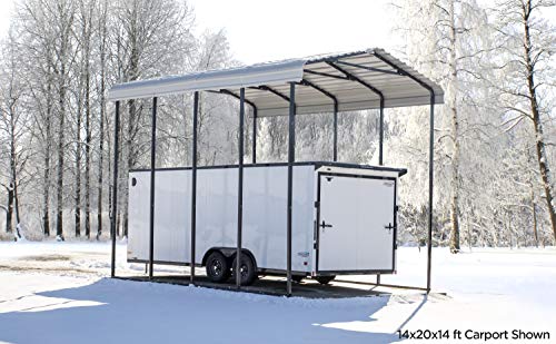 Arrow Carports Galvanized Steel Carport, RV Metal Carport Kit, 14' x 42' x 14', Charcoal Arrow