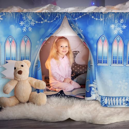 Hahafelt Loft Bed Tent Curtain Set for Low Twin,Bunk Bed Curtains Princess Play Tent Winter Party Decoration for Indoor & Outdoor Play Hahafelt