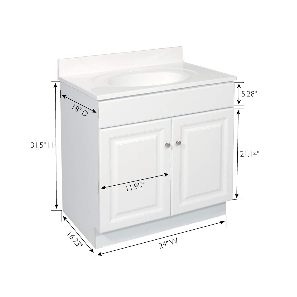 Design House Wyndham 24-Inch Bathroom Vanity Cabinet, Ready to Assemble, White, 597120 Design House