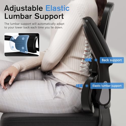 Ergonomic Drafting Chair with Footrest,Tall Office Chair for Standing Desk with Flip-up Armrests with Breathable Comfy Mesh Support and Adjustable Foot Rest Ring(Black) Alolo