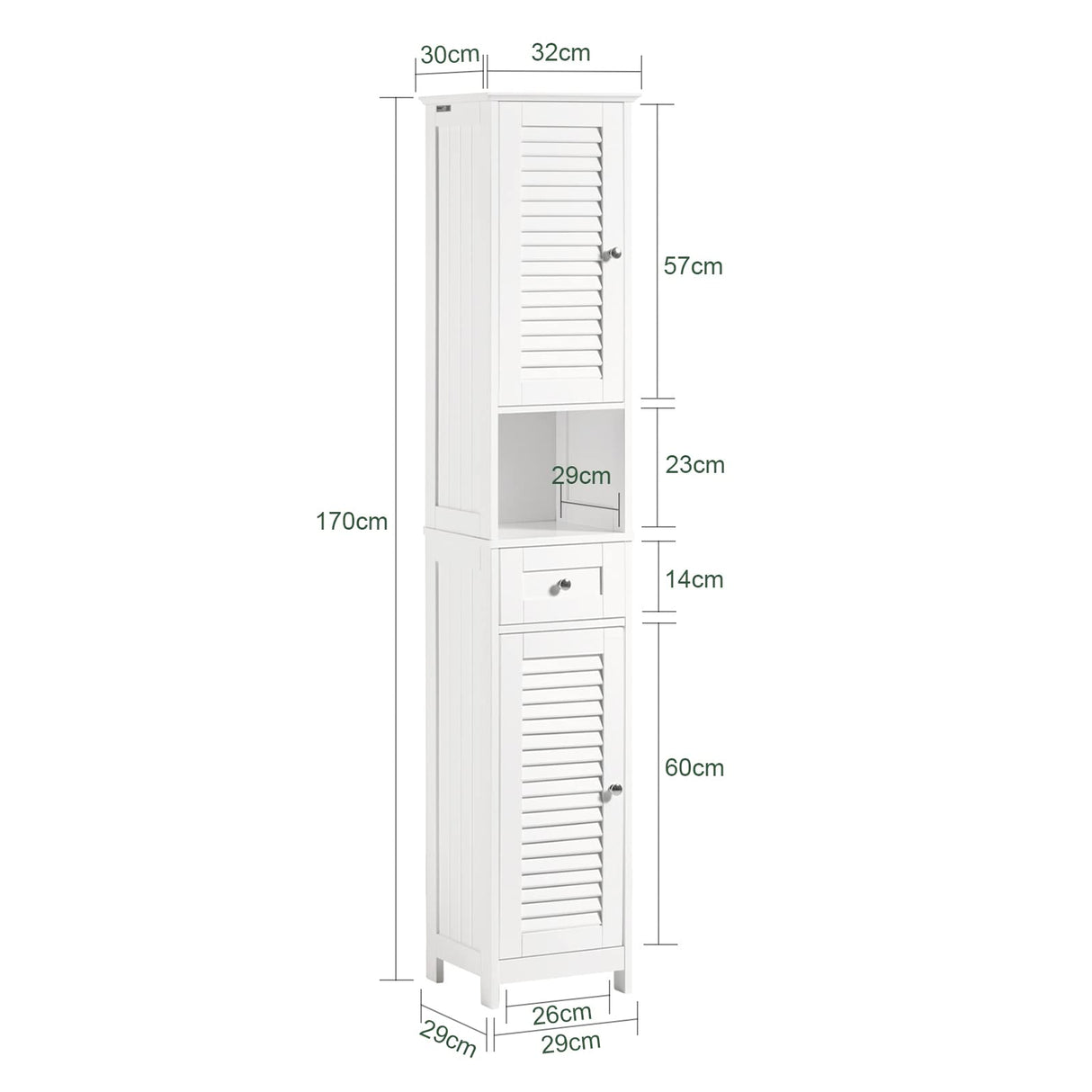 Haotian FRG236-W,White Tall Bathroom Storage Cabinet with Shelves and Drawers Haotian