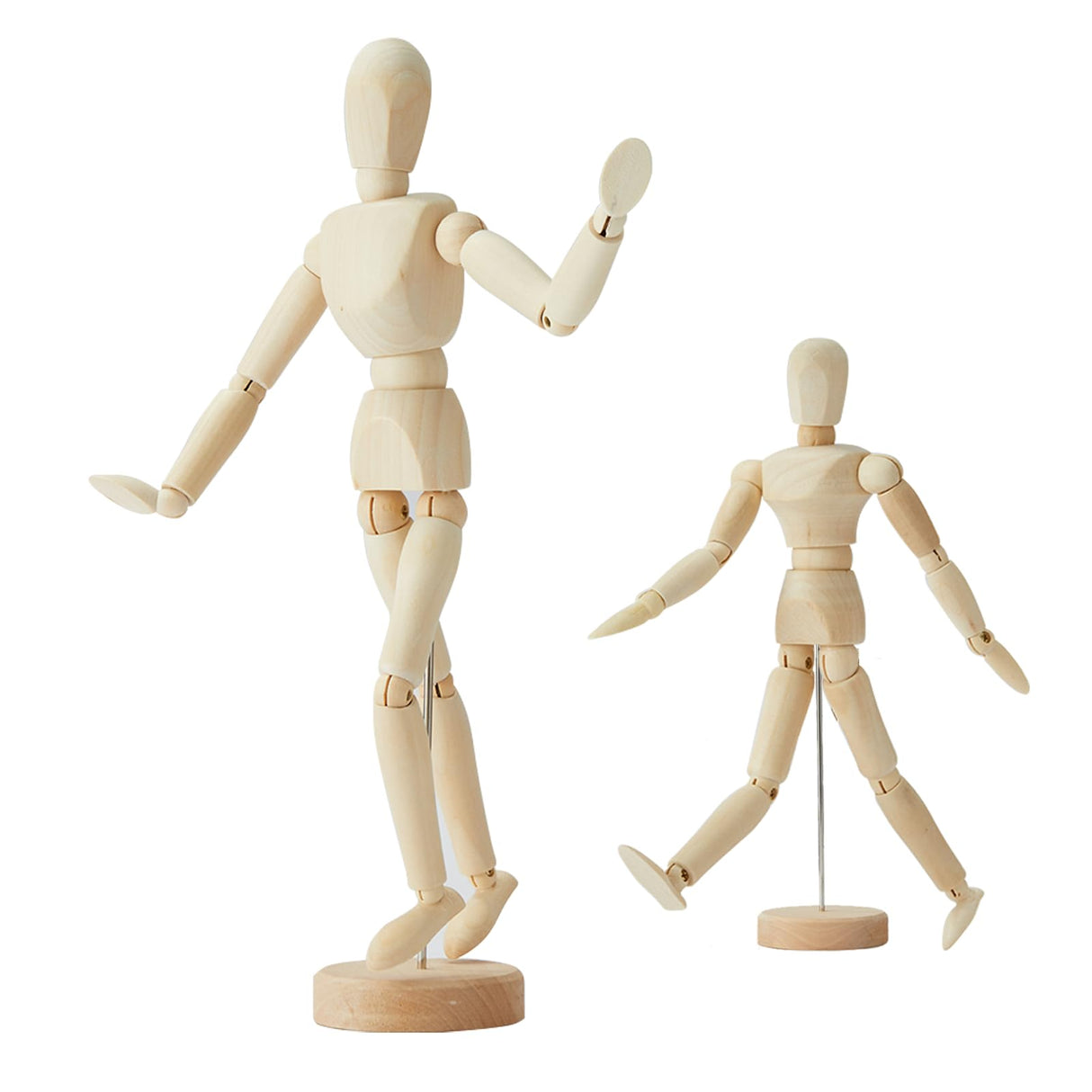 2 Pack, 8 Inch & 12 inch Artist Wooden Manikin Flexible Body Joints, Human Figure Puppet Model Wood Male Mannequin Doll Ornament Stand for Home Office Desk Decoration Sketching Drawing Painting Zxmissu