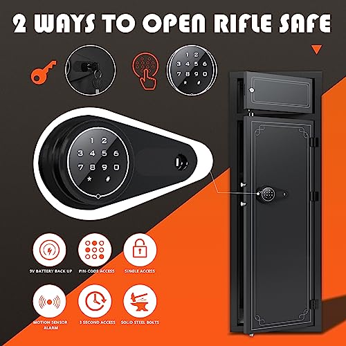 KAER 10-12 Gun Safe,Rifle Gun Safe for Home Rifle and Pistols,Gun Safes & Cabinets,Metal Gun Cabinet for Rifles and Shotguns,Shotguns Rifle Safe with Digital Keypad, Adjustable Shelves (Grey) KAER