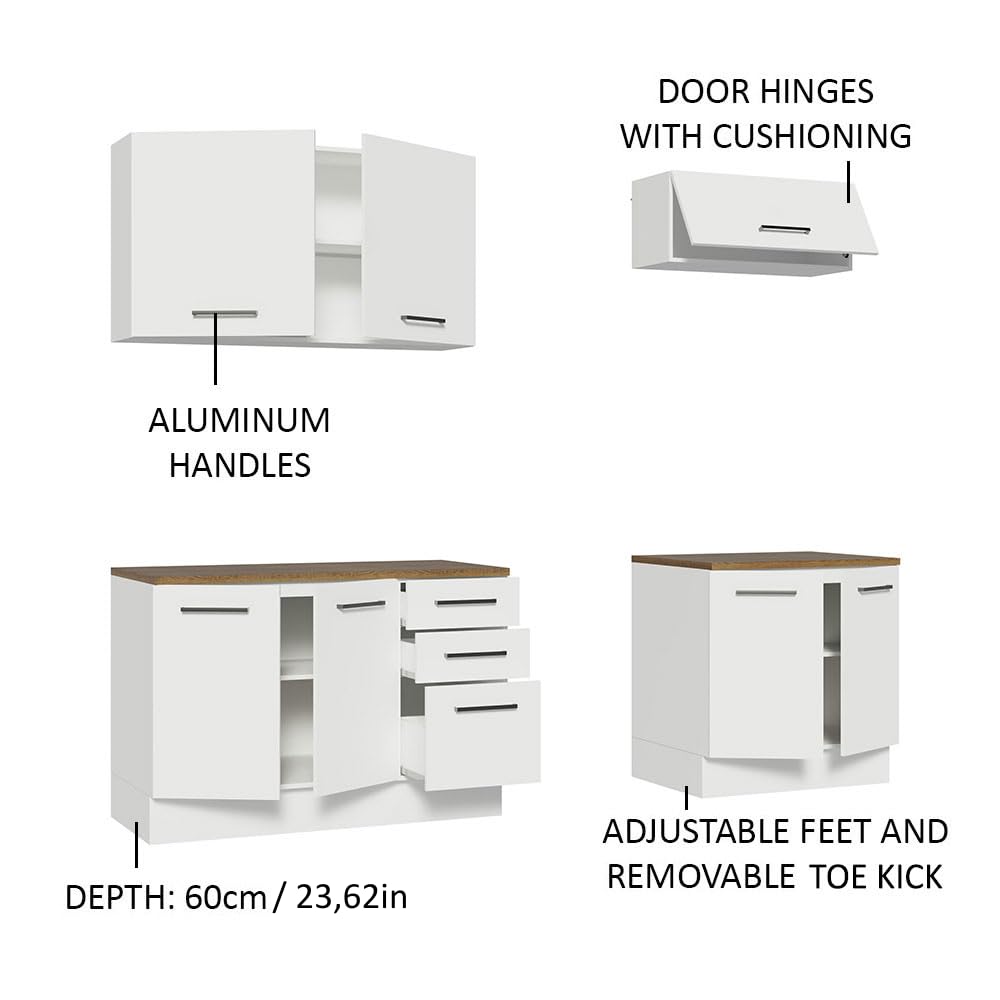 Madesa 4-Piece Garage and Utility Room Storage Cabinet Set 78 Inch with 33 Inch Base Cabinet and 31 Inch Slim Wall Cabinet Modular Storage Organization Unit - White Madesa