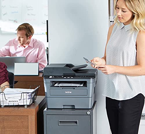 Brother MFC L26 Series All-in-One Laser Monochrome Printer, Print, Copy, Scan, Fax - 26 ppm, 2400 x 600 dpi, 250 Sheets, Wireless, Mobile Printing, Auto 2-Sided Printing, with MTC Printer Cable Brother