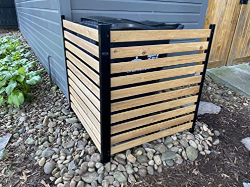 Enclo Privacy Screens EC18009 Charleston Wood Outdoor Privacy Fence Screen Slatted No-Dig Kit 38" W x 42" H, 2 Panels Enclo Privacy Screens