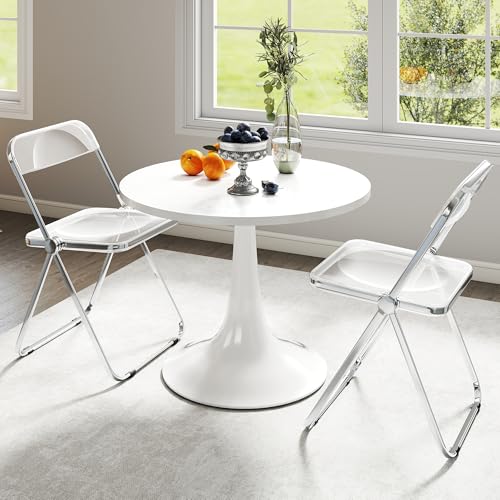 Real Relax Acrylic Folding Chairs,Foldable & Stackable Clear Chairs with Metal Chrome Frame, Indoor and Outdoor, for Home, Office, Party & Events,Set of 6,350LB,Transparent Real Relax