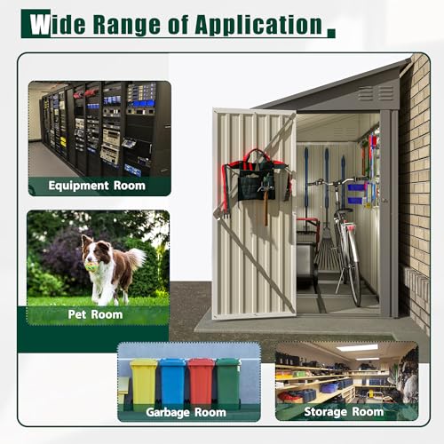 YOPTO 4x8 FT Outdoor Storage Shed,Lean to Metal Shed W/Floor Included,Garden Storage Shed W/Lockable Door,All Weather Waterproof Tool House W/ 2 Air Vents,for Backyard,Patio,Lawn,Garden,Gray YOPTO